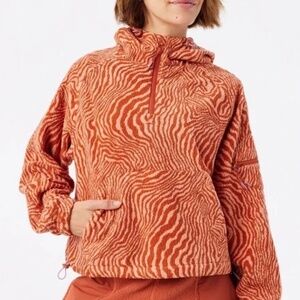 Outdoor Voices PrimoFleece 1/4 Zip Hoodie in orange, size small